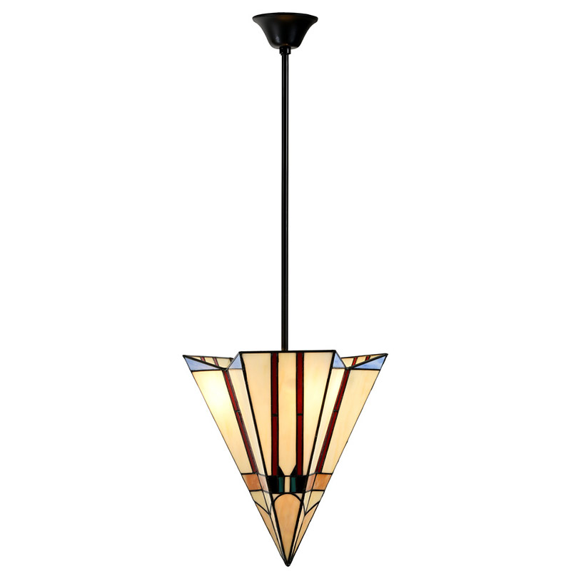 Tiffany pendant tube light with pointy glass shade