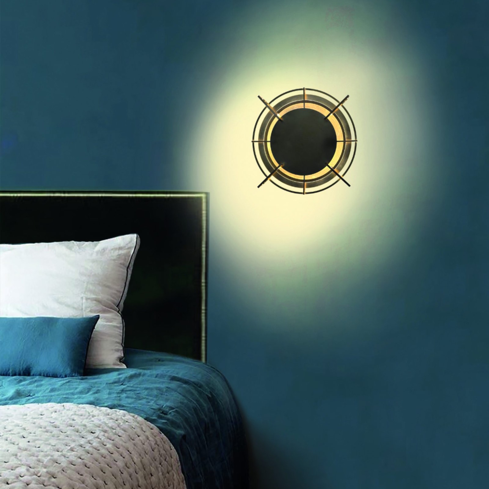 Round Wall Light in the Style of a Brass Clock JAMES
