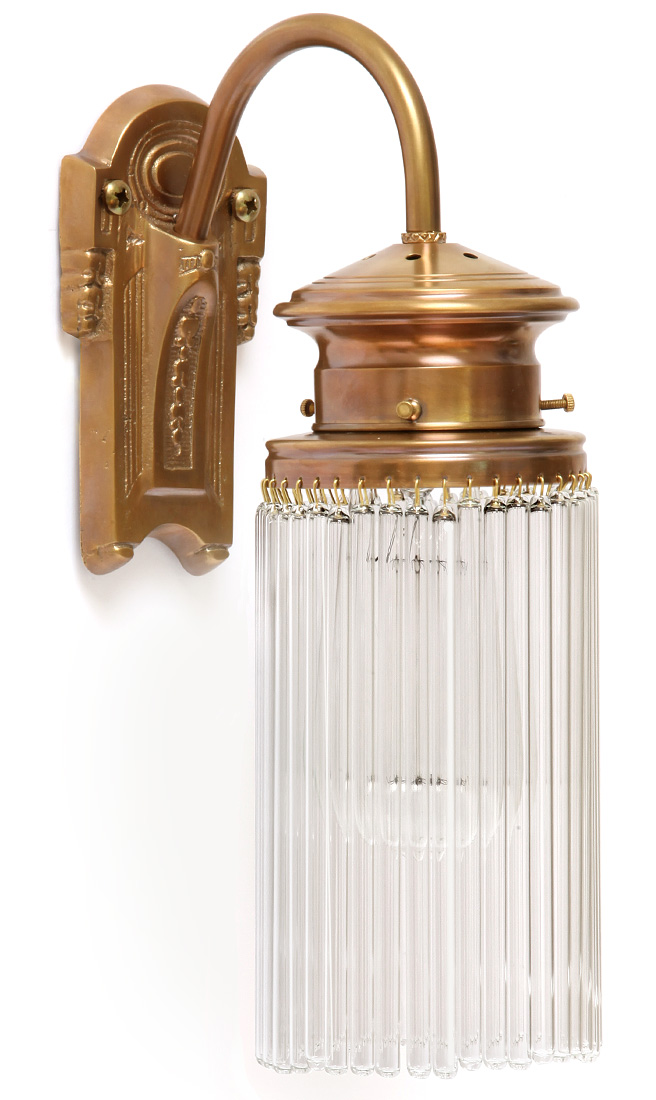 Jugendstil-Wandleuchte mit Kristallglas-Stäbchen-Behang