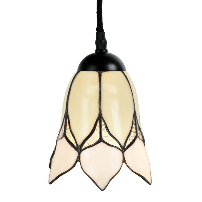Small pendant Tiffany light with white flower shade