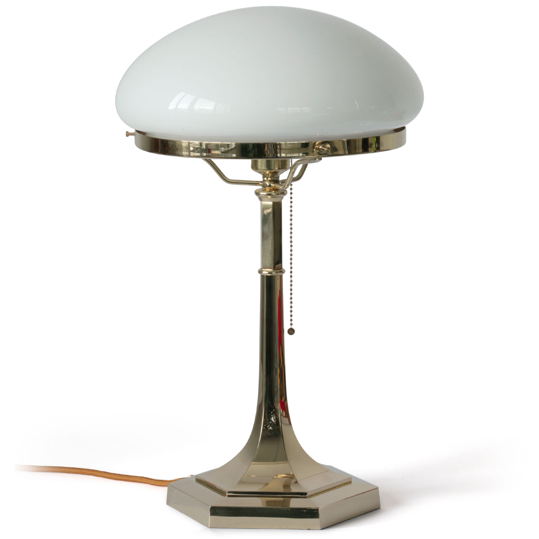 Classic Art Nouveau Brass Table Lamp with 30 cm Mushroom Glass Shade