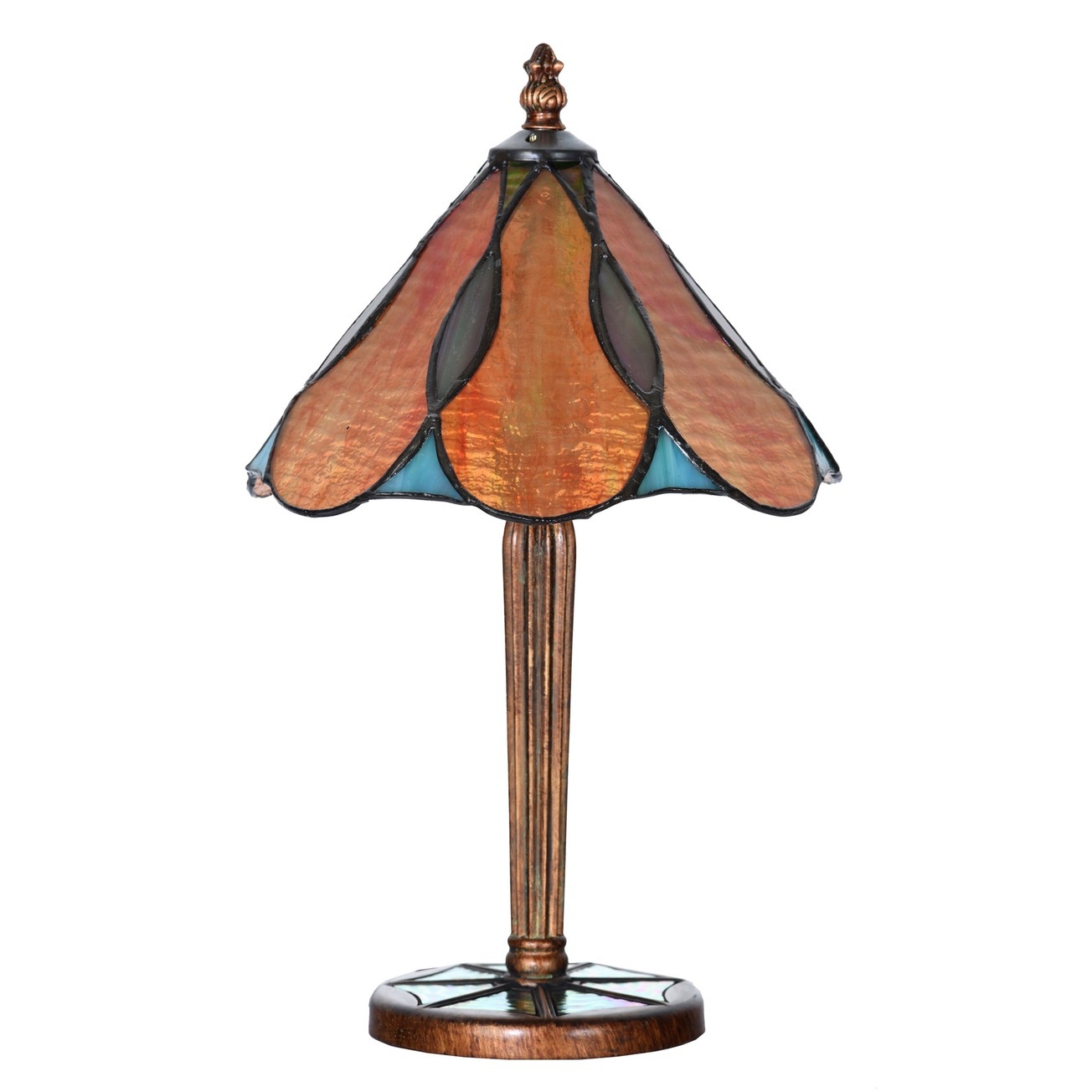 Kleine Art Nouveau-Tischleuchte mit farbigem Tiffany-Glas