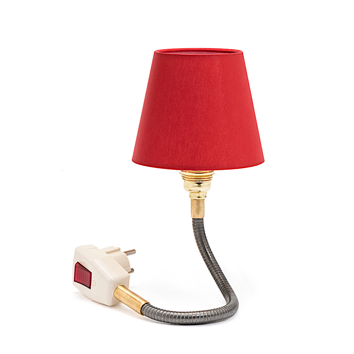 Plug-In Light GLÜHWÜRMCHEN, Red Fabric Shade