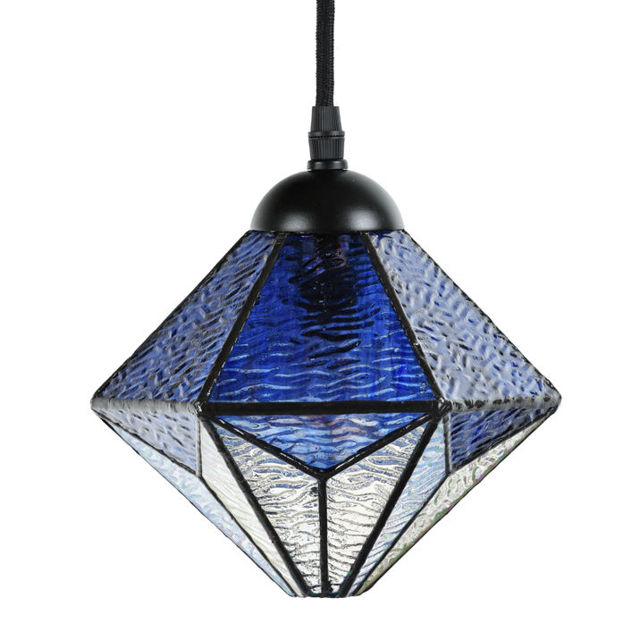 Blue Tiffany pendant light with geometrical glass shade