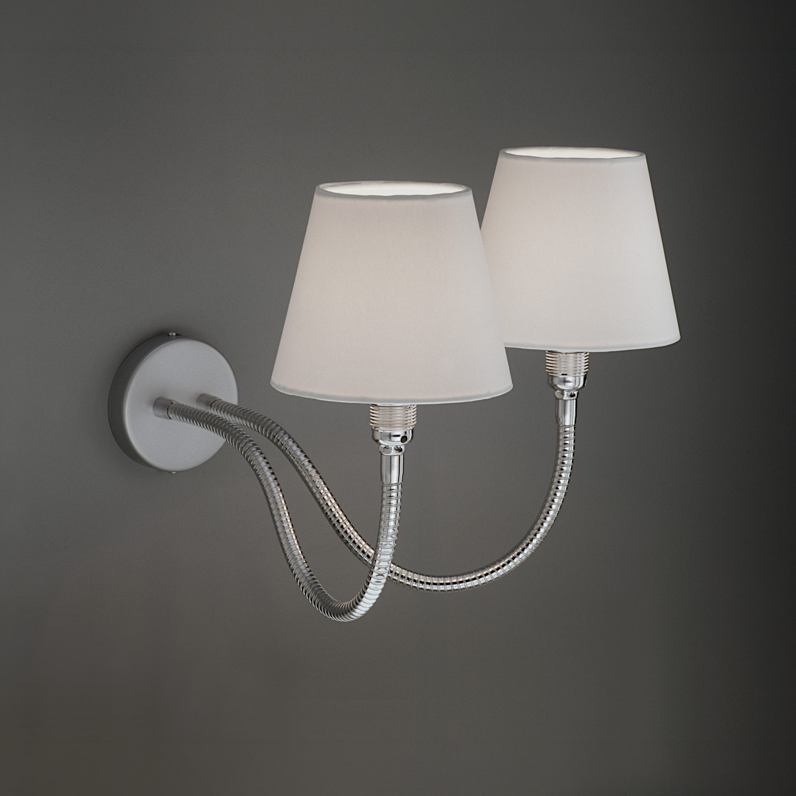 Wall Lamp ZWEIARM CHROM With Fabric Shade in Black, White, or Red