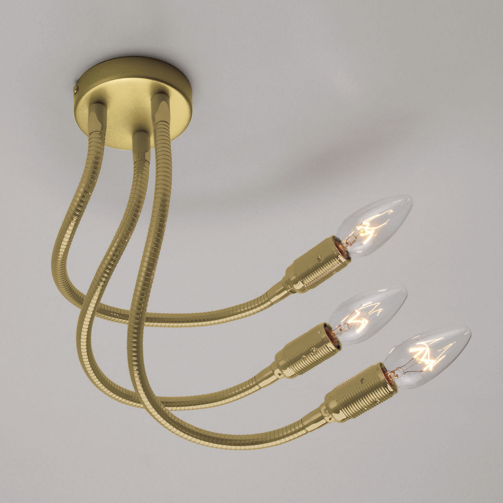 Flexible 3-Arm Ceiling Light DREIARM LANG Brass
