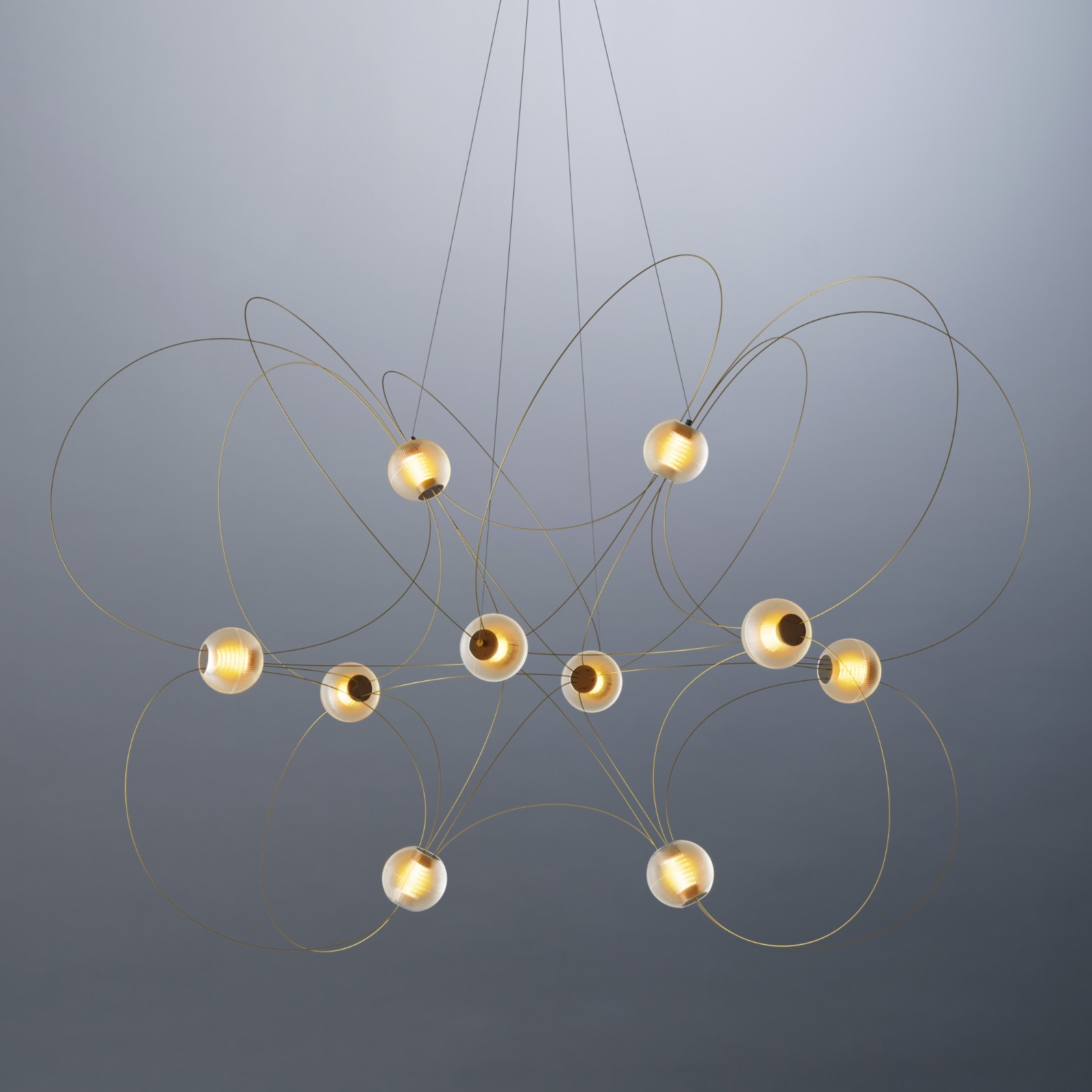 Einzigartiger, filigraner Design-Leuchter mit LED-Kugeln MUNARI 10