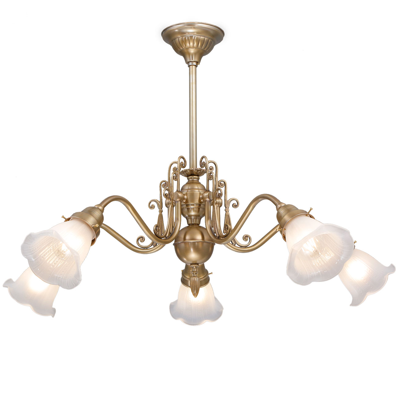 Verspielter, prunkvoller Jugendstil-Leuchter KLEIN PARIS 5-armig