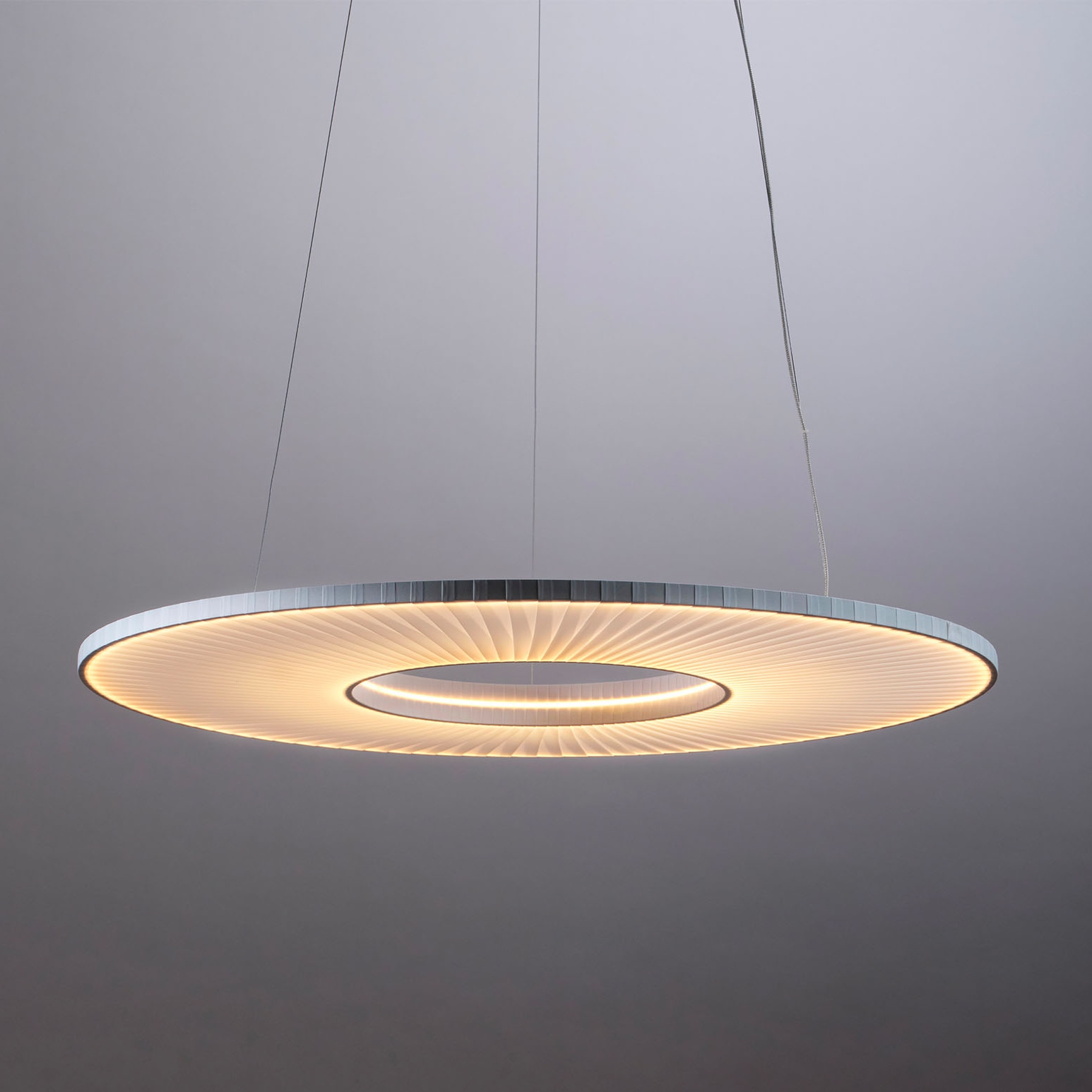 Large Ring Pendant IRIS Light Made of Taffeta, 60/78 cm