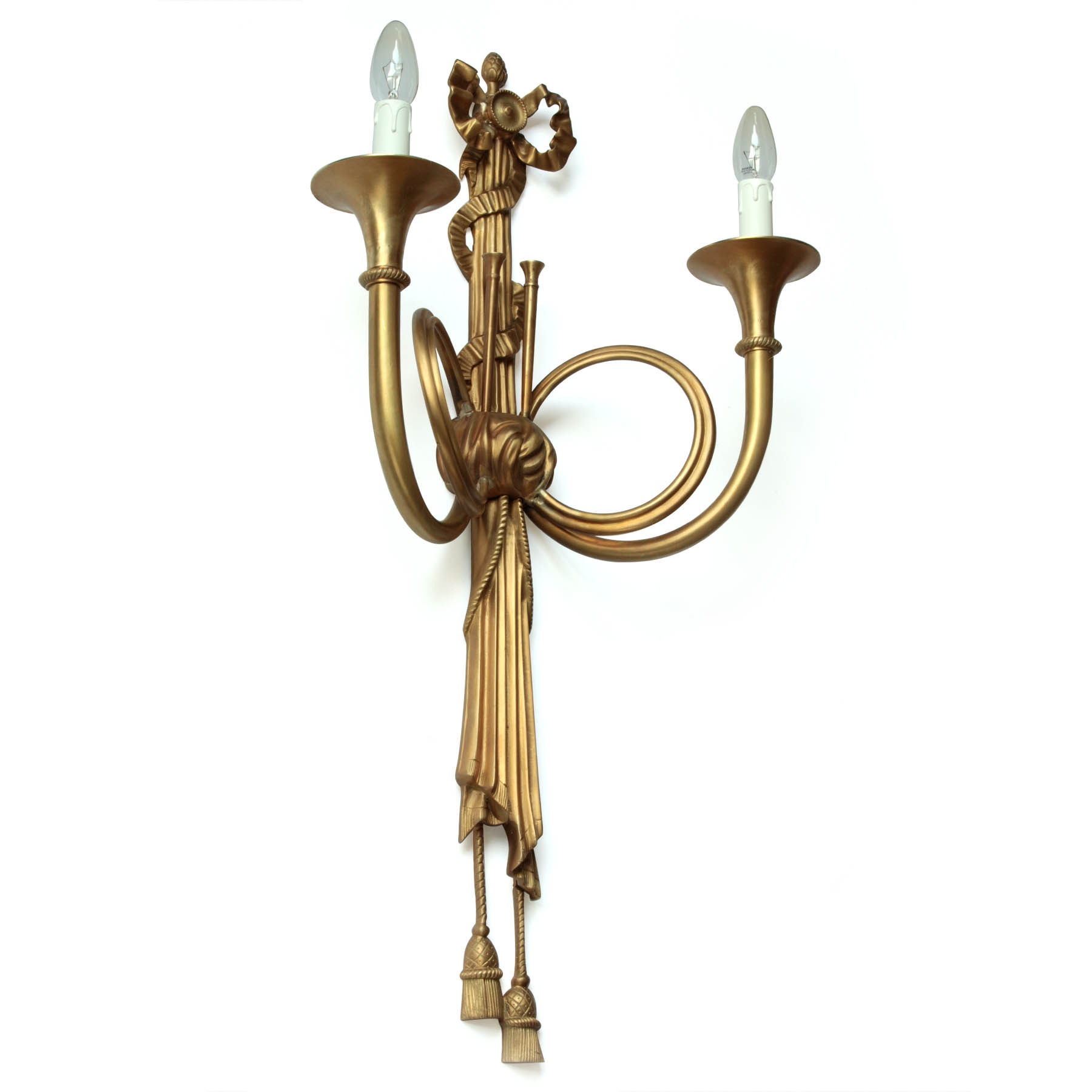 Neo-klassizistische Kerzen-Wandleuchte aus Bronzeguss A508