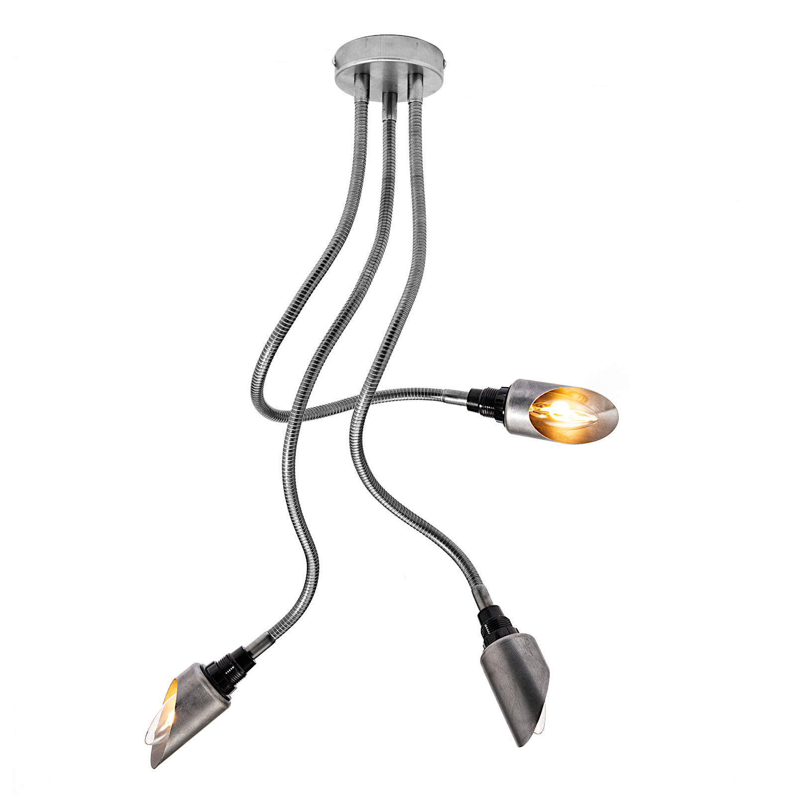 Flexible 3-Armed Ceiling Chandelier DREIARM LANG with Cylinder Shade