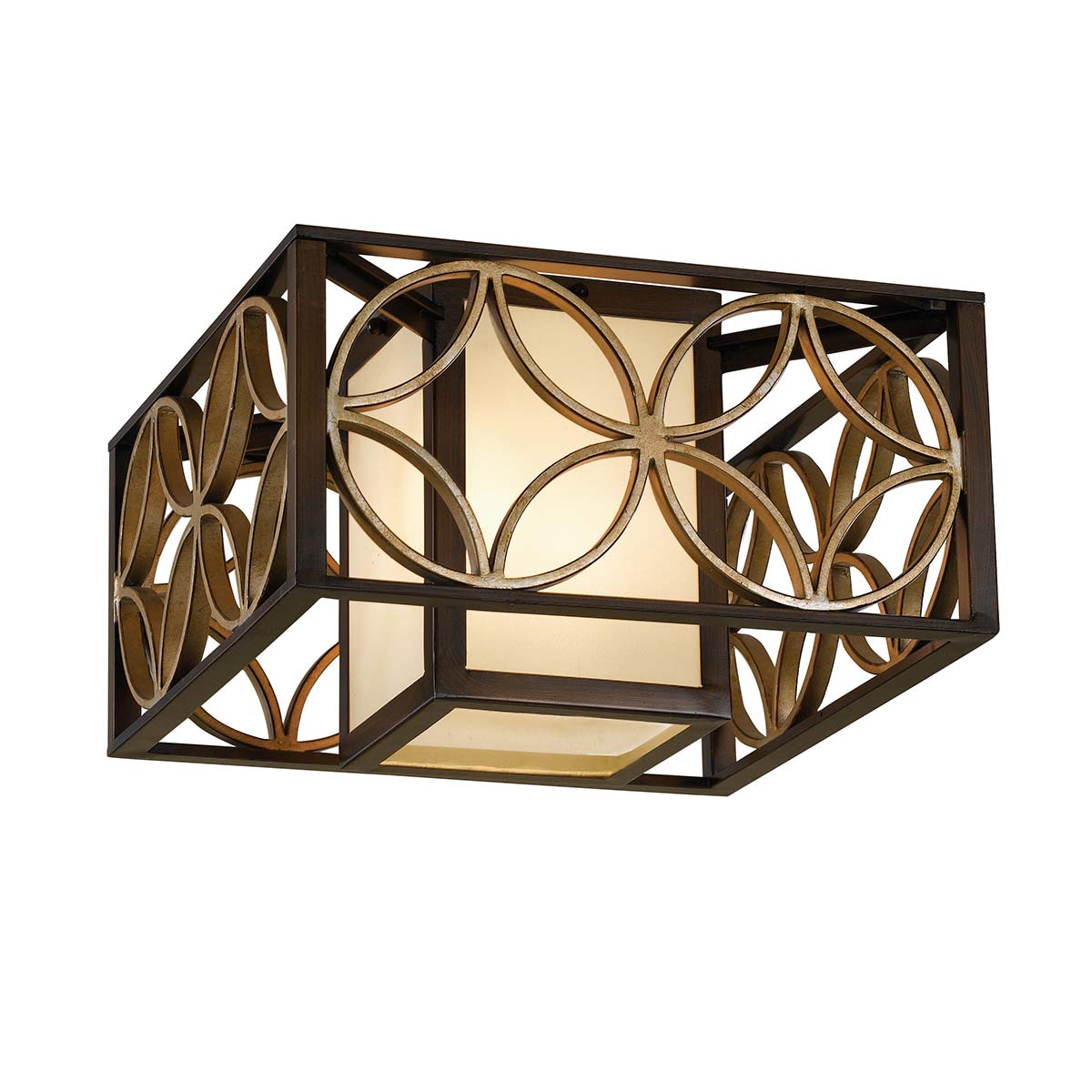 Art déco-Deckenleuchte mit Rahmen und Stoffschirm, 37 cm