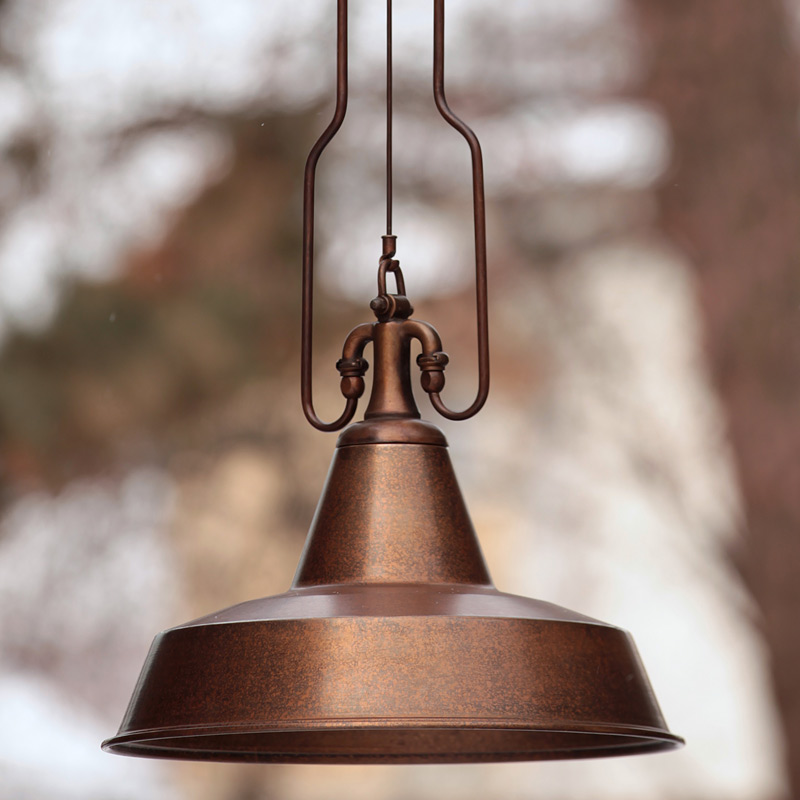 Rustic copper pendant lamp in industrial style FONDERIA
