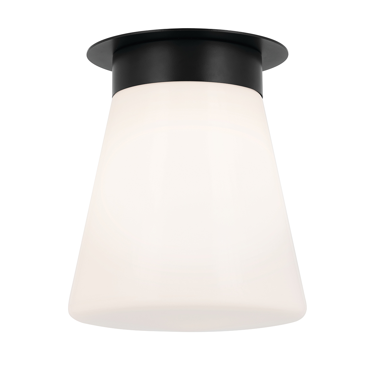 Elegant Black Ceiling Light with Glossy Opal Glass