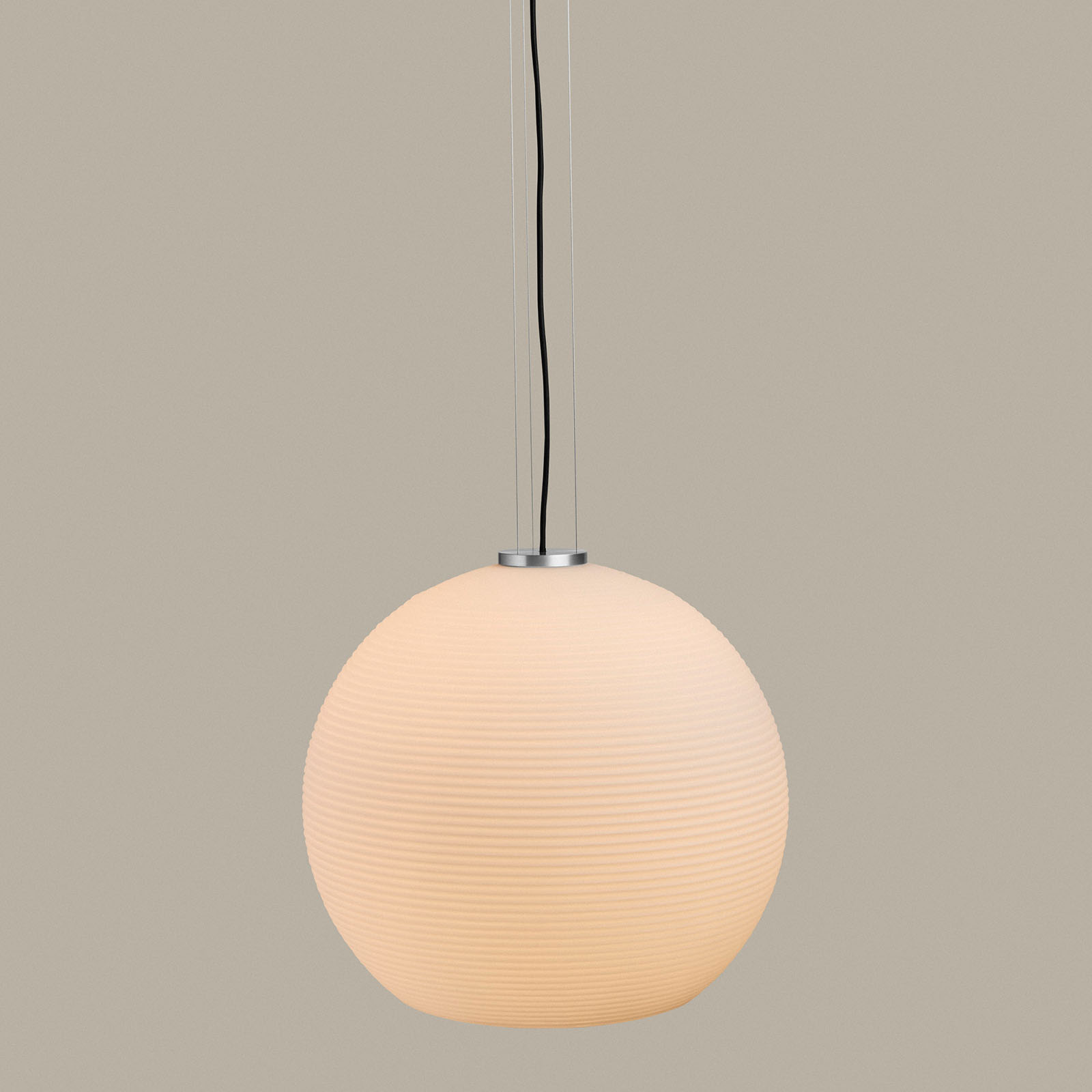 Große Glas-Pendelleuchte GOLYO  mit geripptem Opalglas, Ø 50 cm, Bild 6
