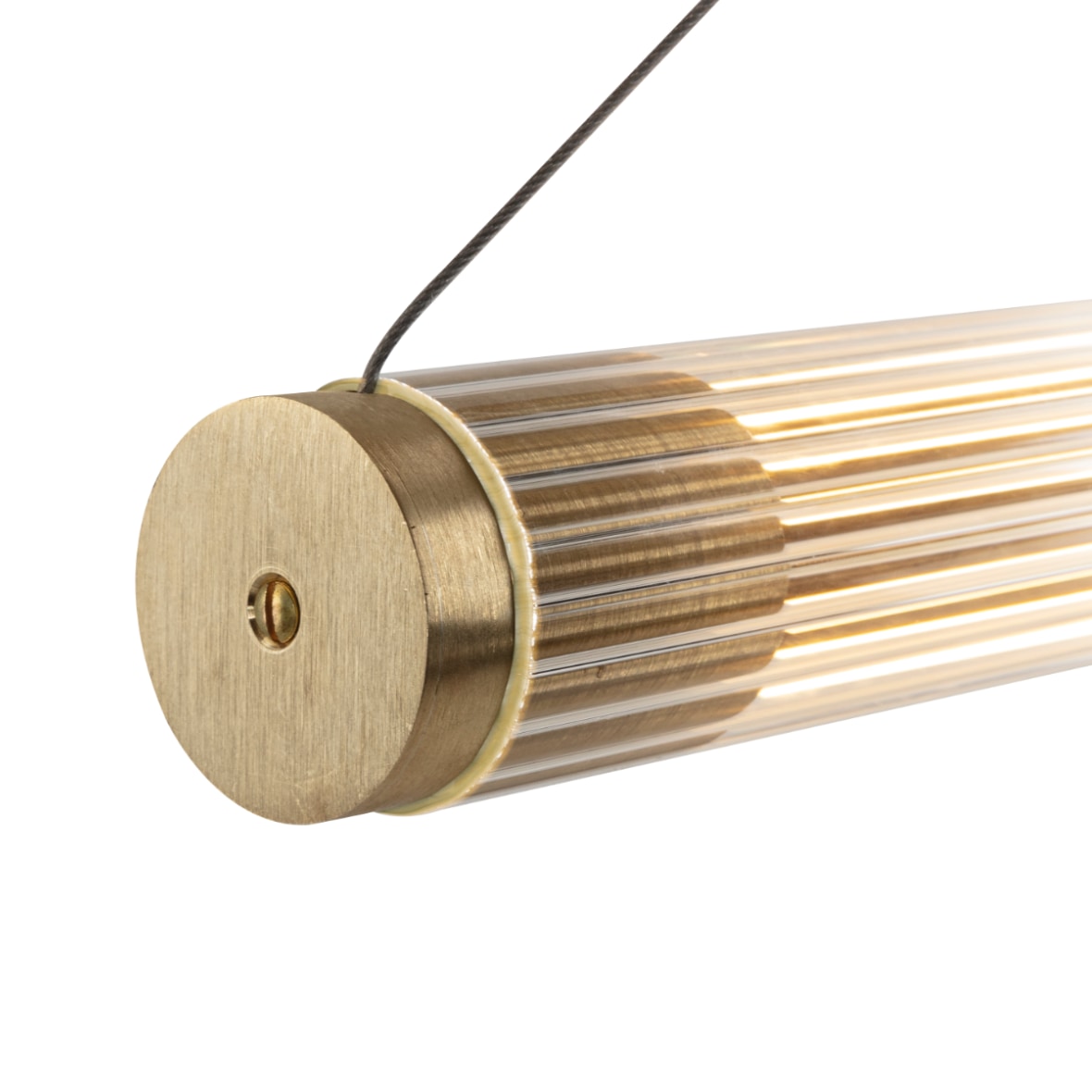 Elegante Glasröhren-Pendelleuchte RAY mit Messingdetails, Bild 8