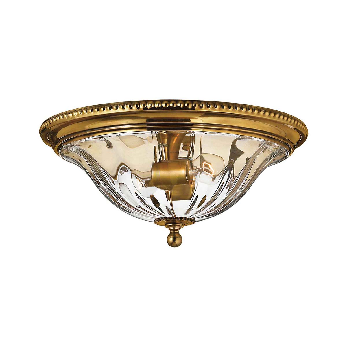 Elegante Deckenleuchte aus Messing und klare Glaskuppel, Ø 41 cm