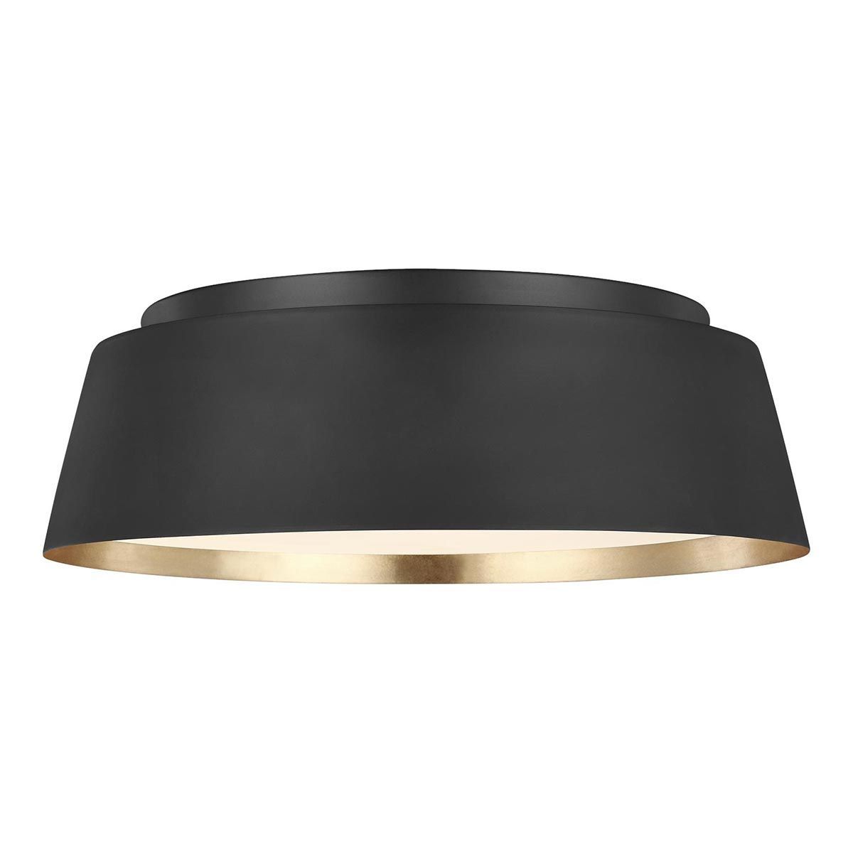 Zeitlose, schwarze Deckenleuchte mit Blattgold, Ø 37 cm