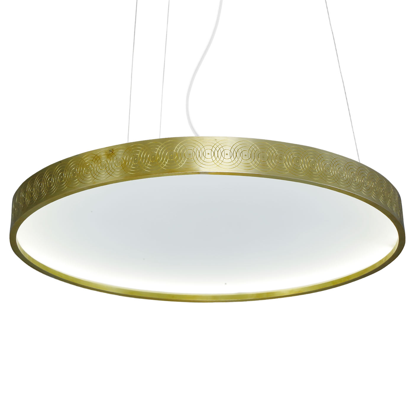 Large, Artful Ring Pendant Light crafted from Brass Ø 70 cm