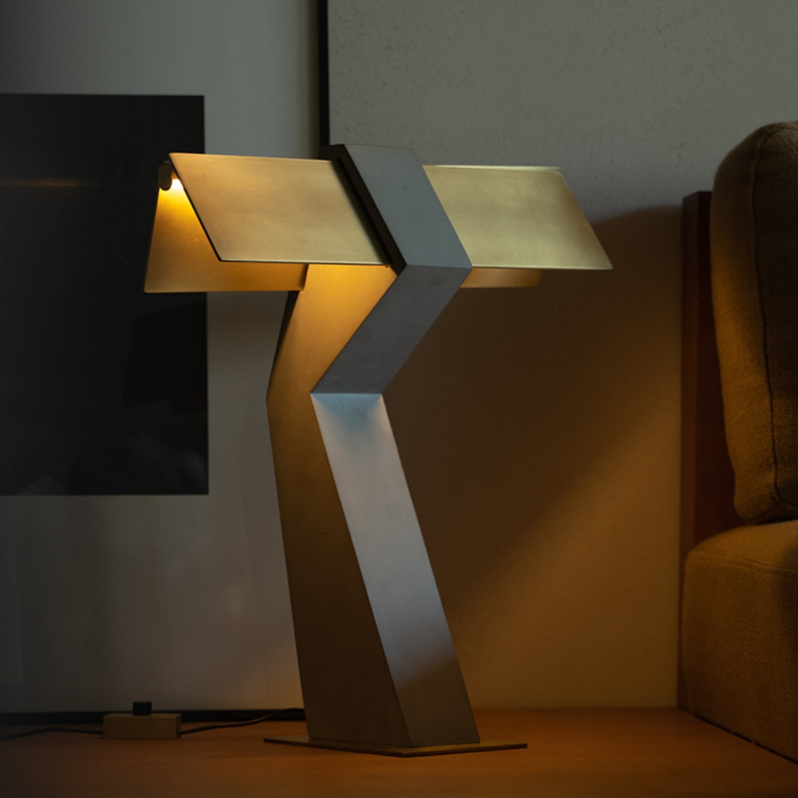 Design Table Lamp Made of Concrete and Steel TAU