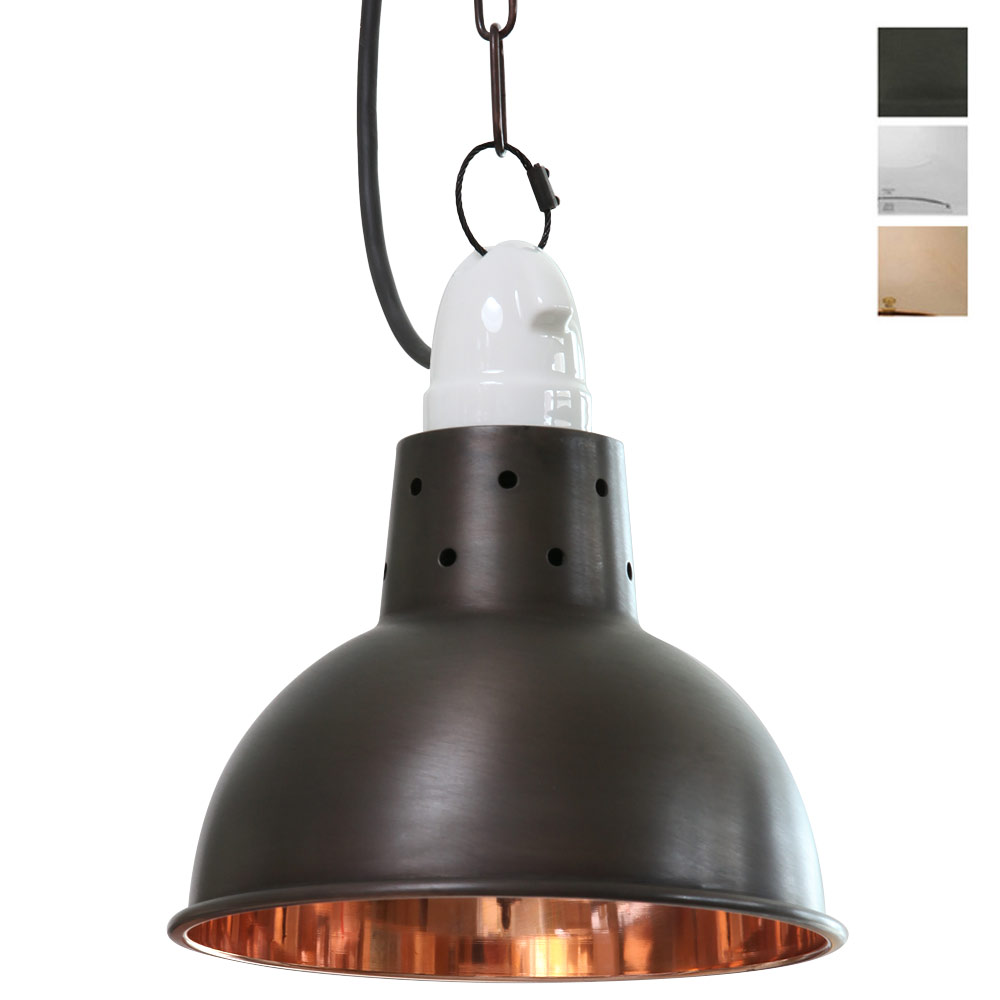 Kleine Stall-Lampe mit Porzellanhalter, Kupfer