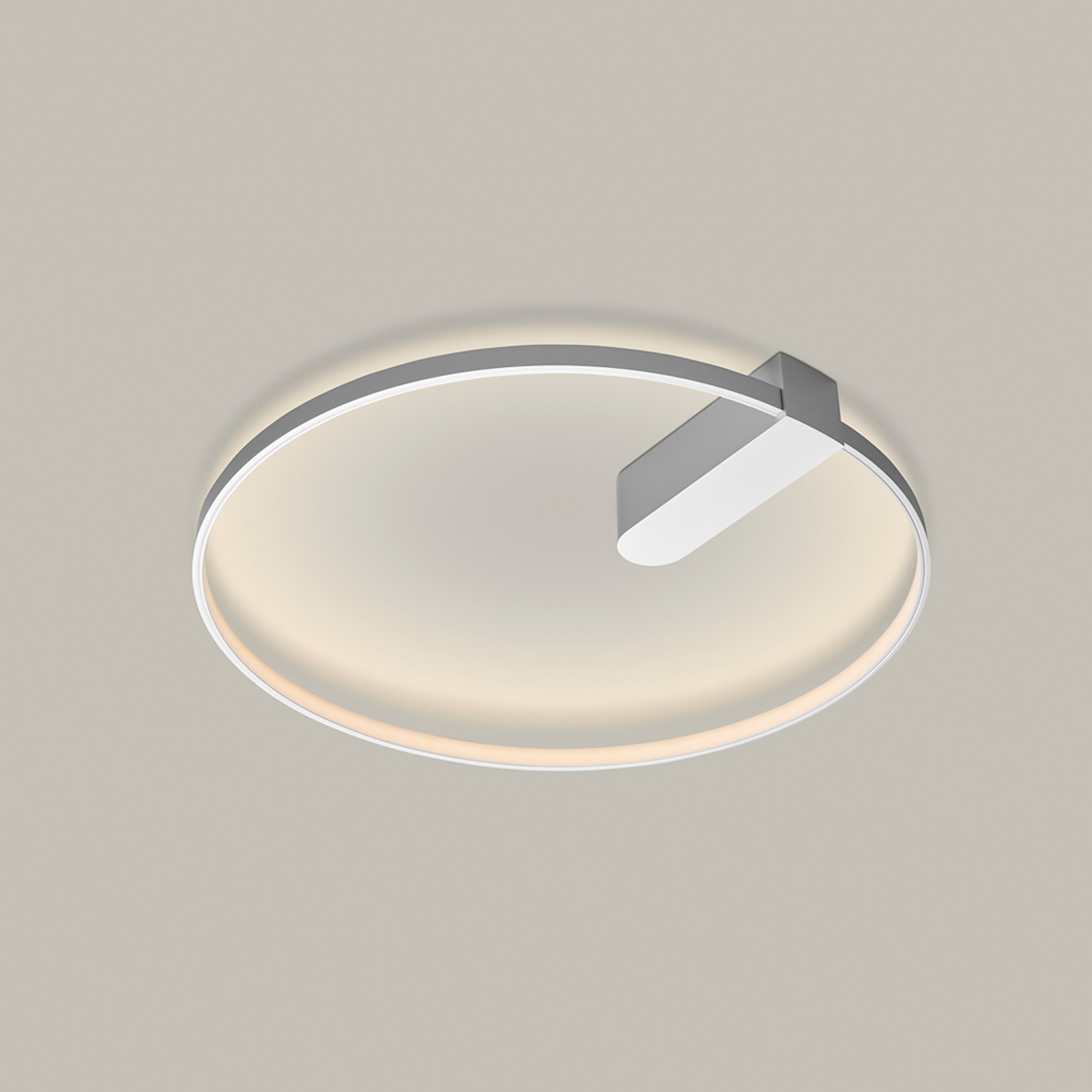 Powerful LED-Ring: Ceiling or Wall Light Fixture CIRCULAR with Ø 50 cm: Abgebildet in Silber matt