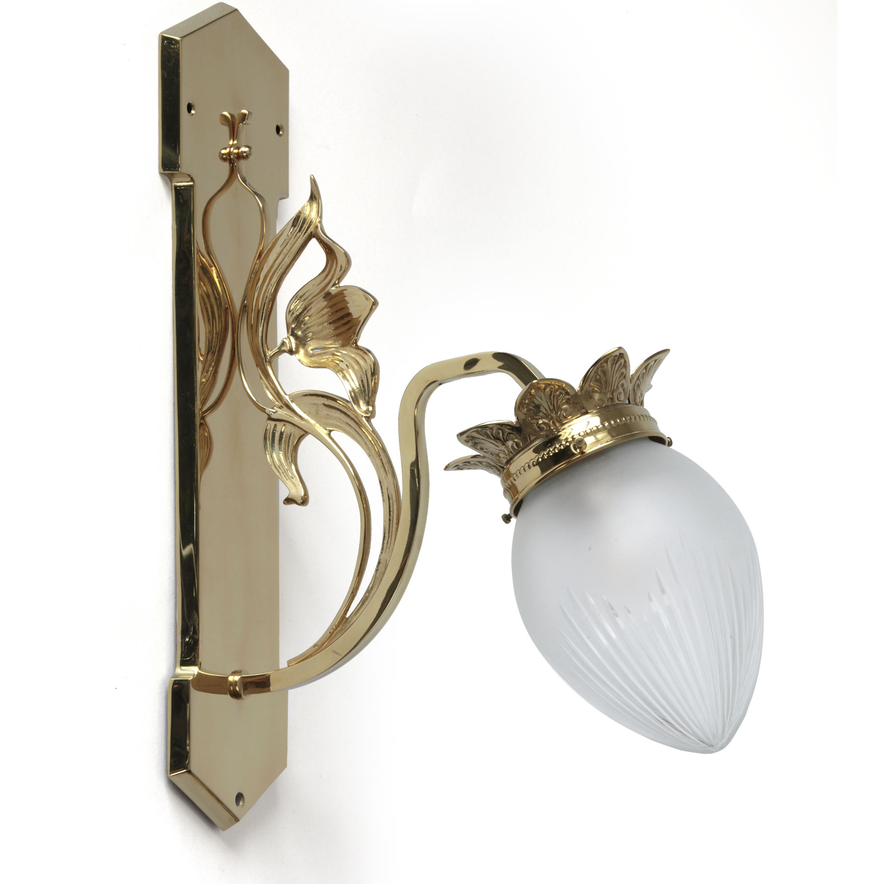 Florale Jugendstil-Wandleuchte aus Messing LEYDEN