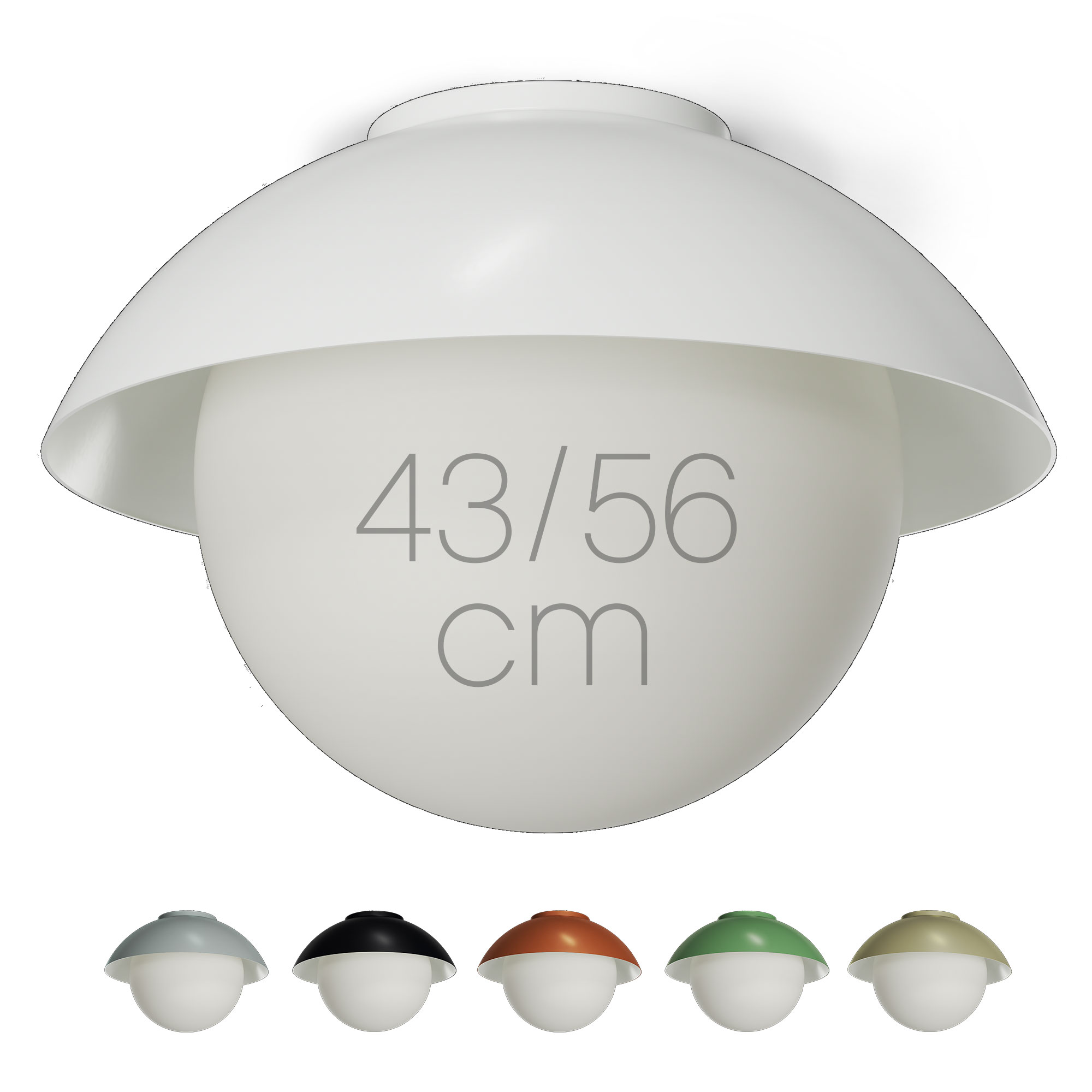 Große Kugel-Deckenleuchte mit Schirm LUZIDA, Ø bis 56 cm, div. Farben