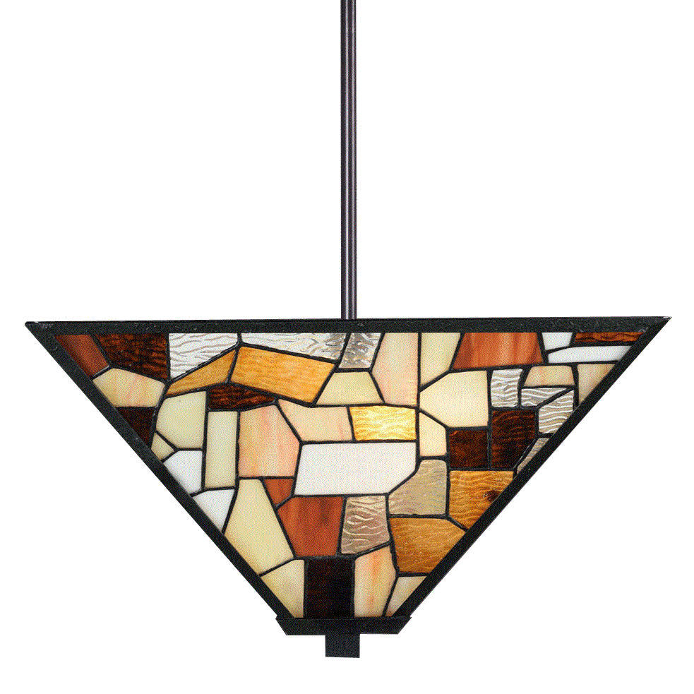 Suspension light with Tiffany glass shade