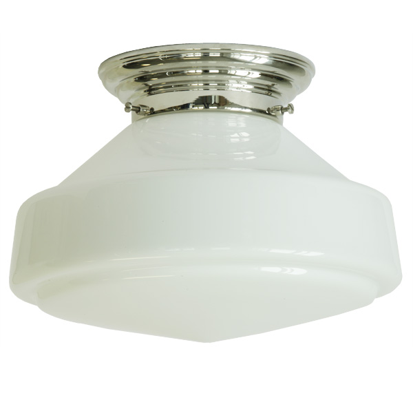 Messing-Deckenlampe mit großem Opalglas Ø 30 cm