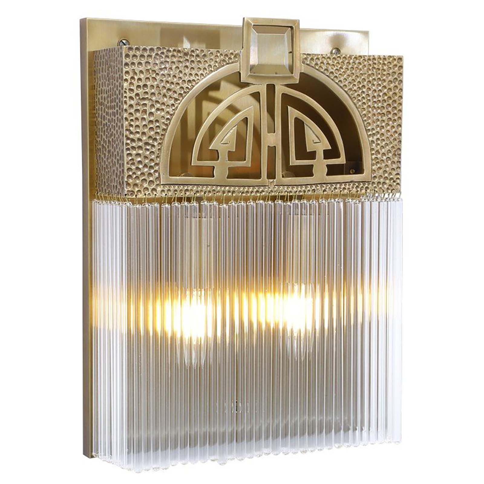 Elegant Art Nouveau Wall Light with Crystal Glass Hanging