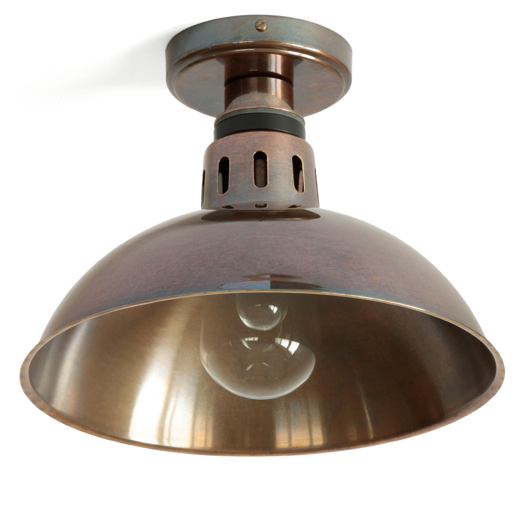 Industriestil-Deckenleuchte Messing, IP65 für Badezimmer, Ø 30 cm