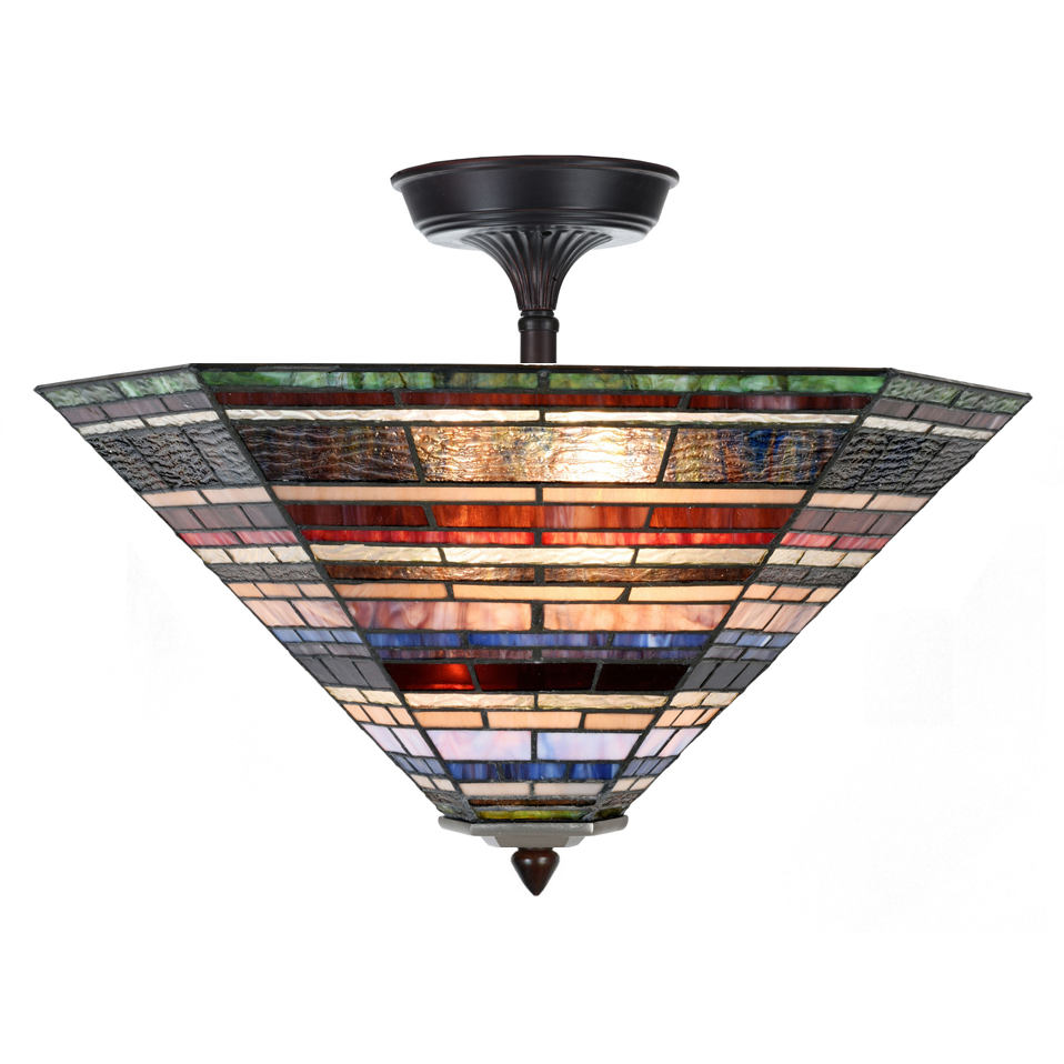 Suspended Tiffany ceiling fitting with colourful glass Ø 56 cm