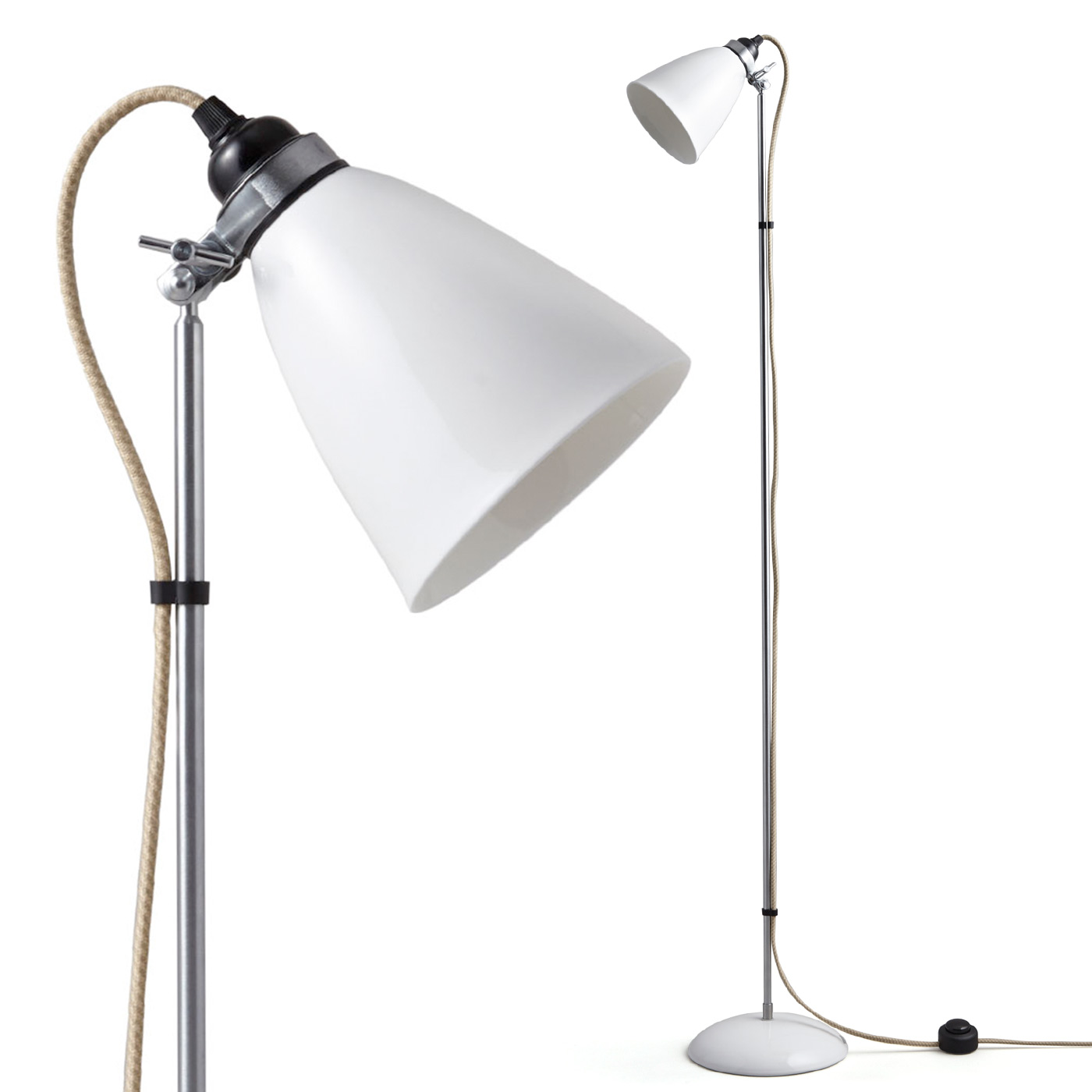 Stehlampe mit durchscheinendem Porzellanschirm