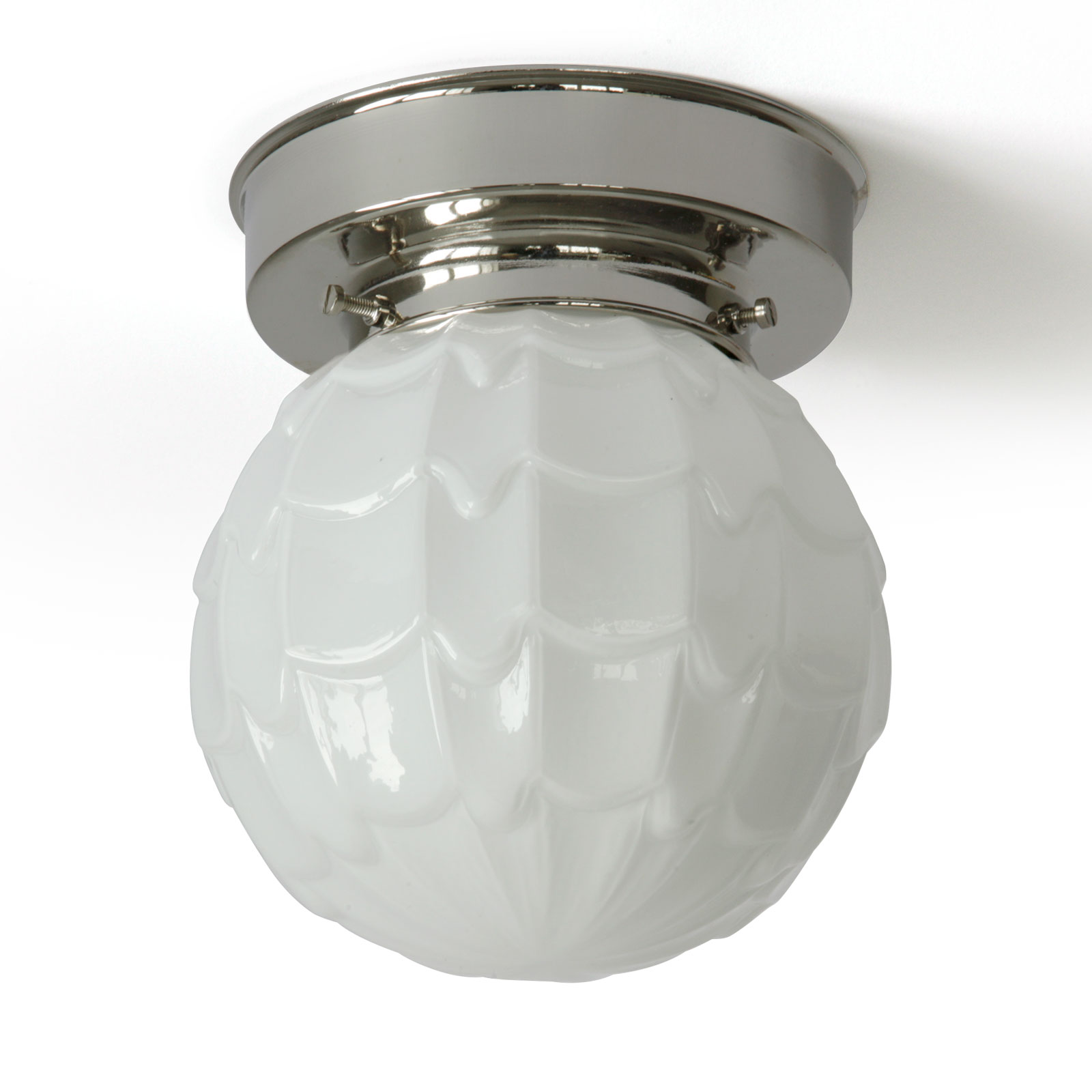 Art Déco Ceiling Light, Opal Glass, Artichoke Design, Ø 15 cm