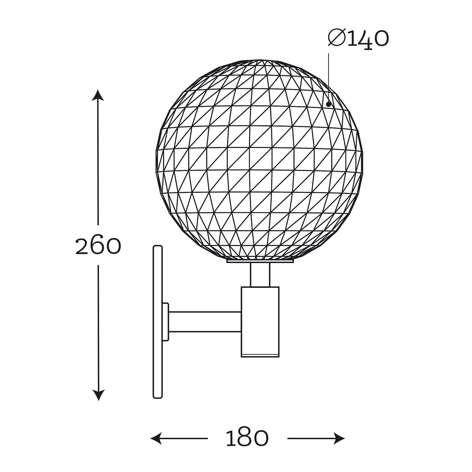 Zeitlose Messing-Wandleuchte mit Strukturglas-Kugel, Bild 5