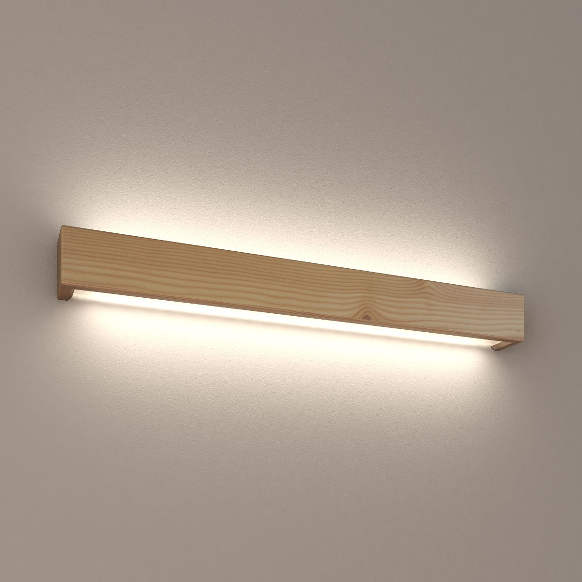Up & Down-Wandleuchte aus Massivholz-Balken, 61 cm