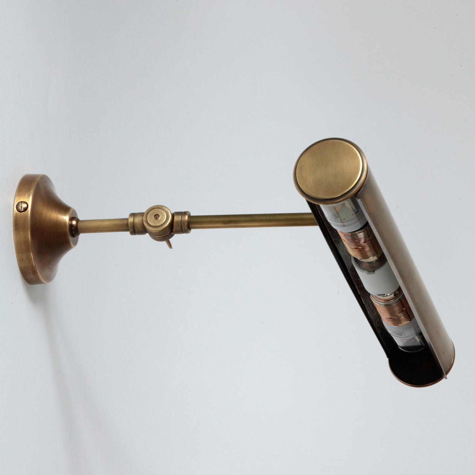 Brass Picture Light With Articulated Arm: Messing antik handpatiniert