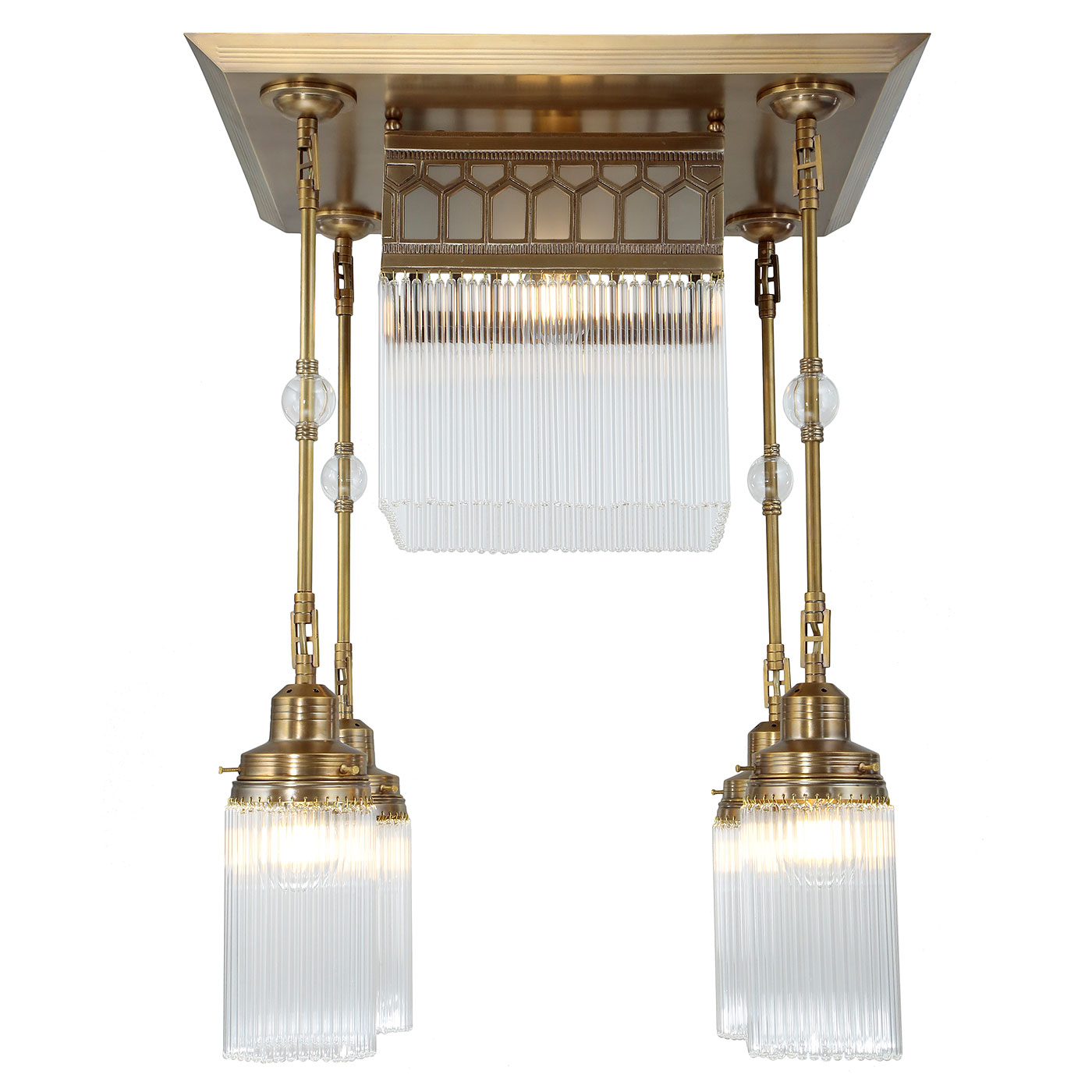Opulent Art Nouveau crystal glass ceiling light