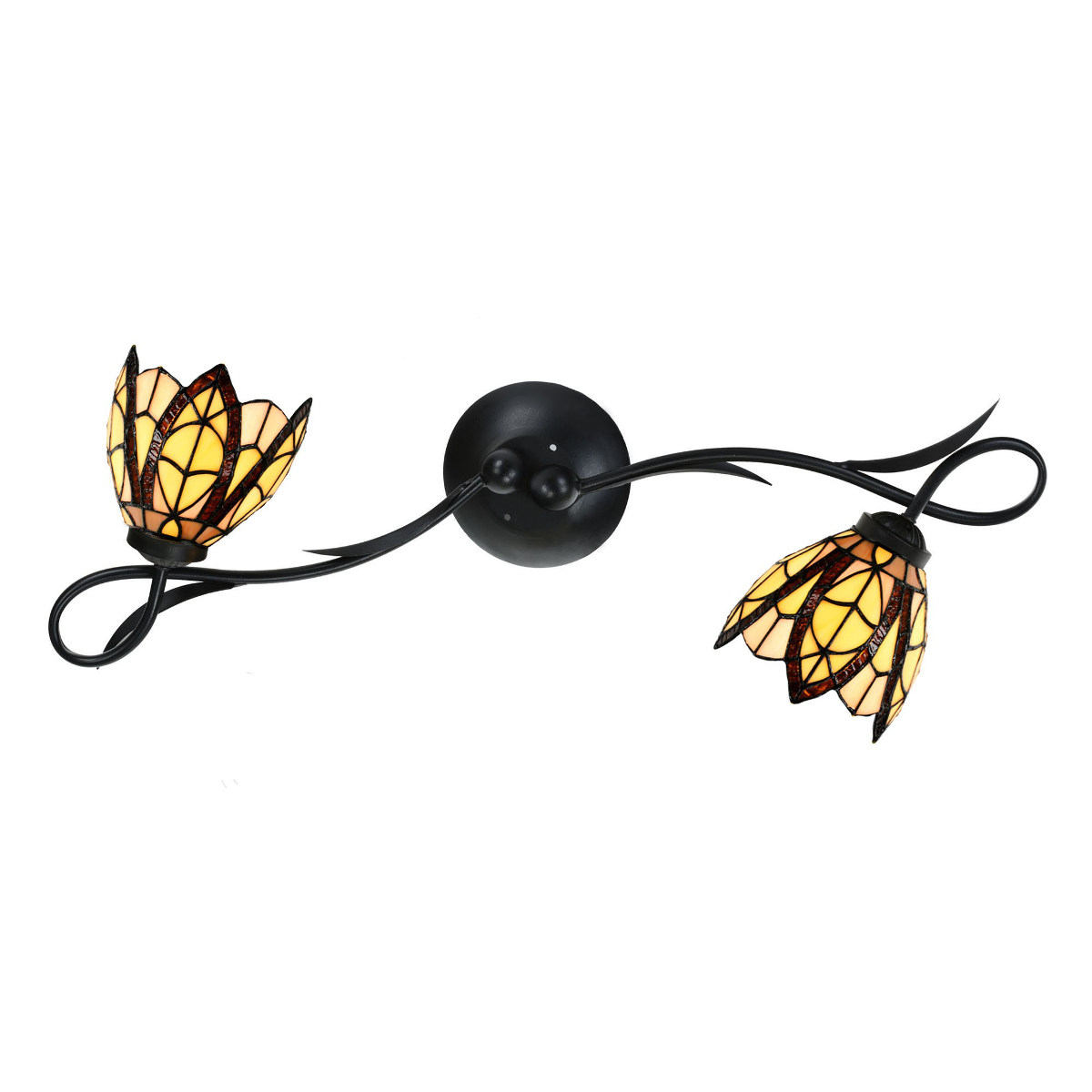 Wall light with two Tiffany glass flower shades