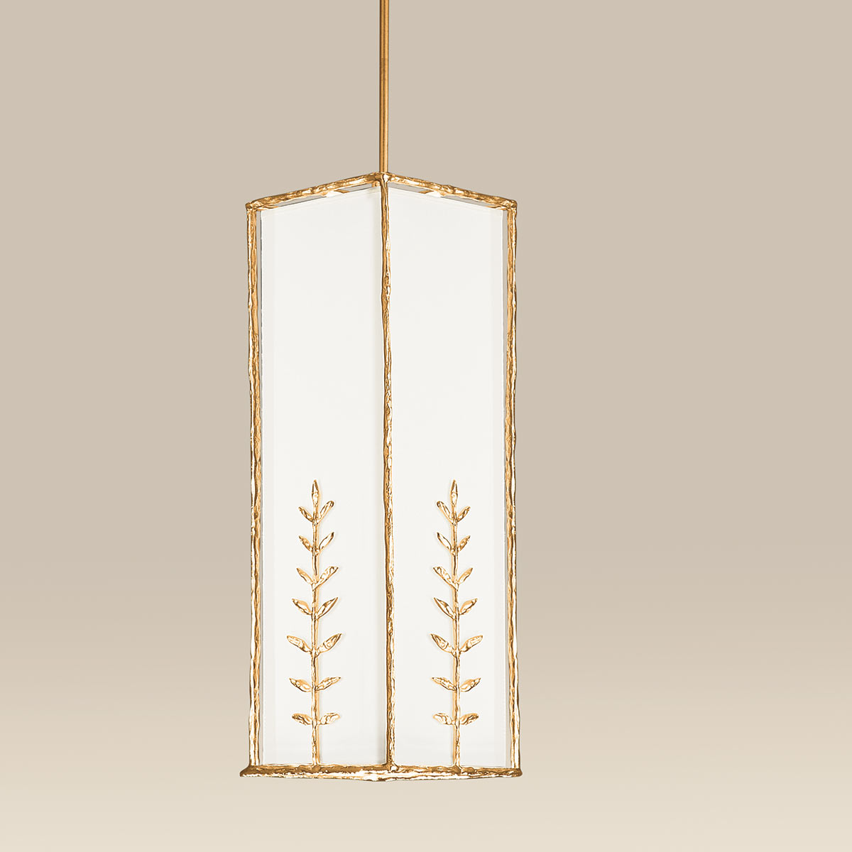 Pendant light SOPHIA CARRÉ GRANDE, cast bronze with fabric shade