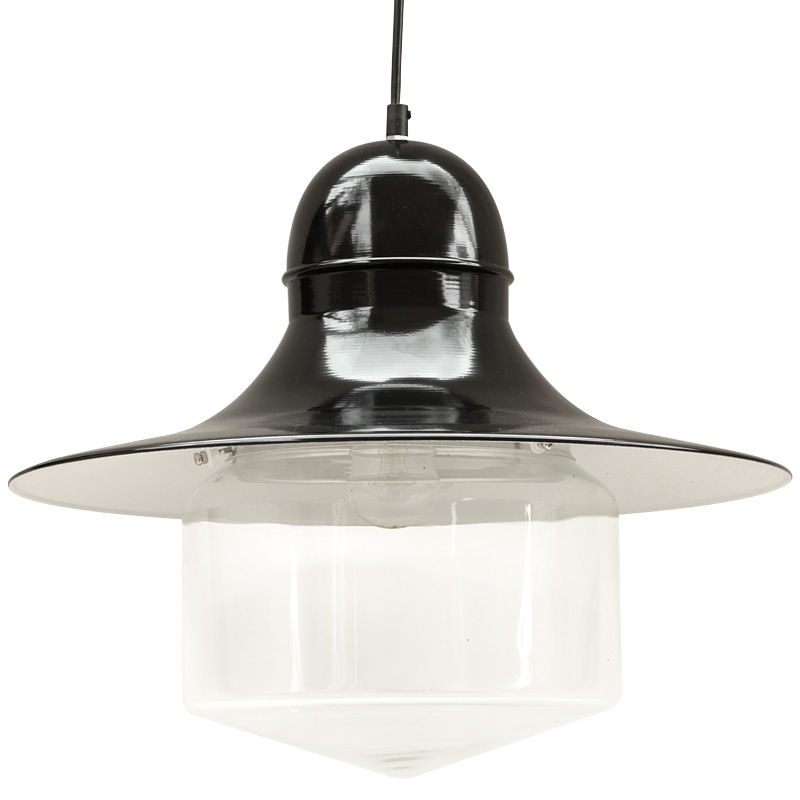 SIEGEN Industrial pendant lamp with wide glass cylinder