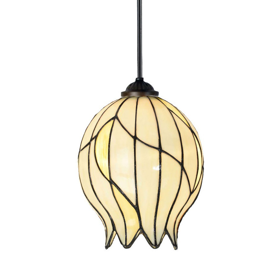Tiffany-Hängeleuchte mit knospenförmigem Glasschirm