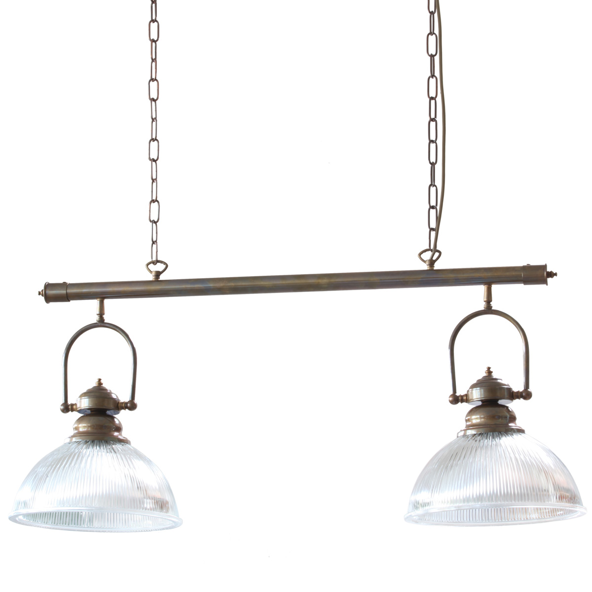 Nostalgic beam lamp with prismatic glass shades