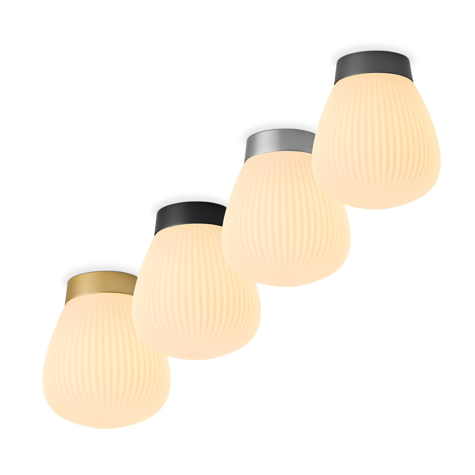 Kleine, moderne Opalglas-Deckenleuchte PLISSEE, Ø 14 cm