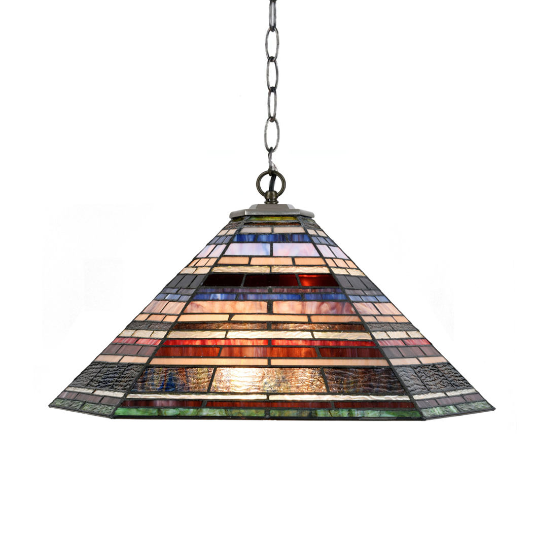Large Tiffany pendant light with multicolor shade Ø 56 cm