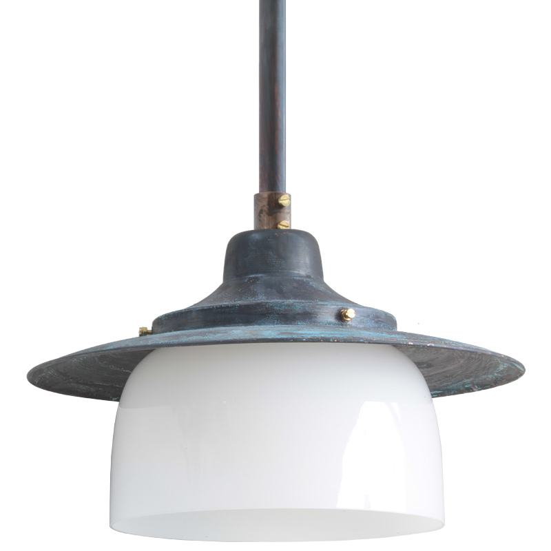 HANNOVER patinierte Rohrpendel-Lampe mit Ringglas Ø 30/35/40 cm
