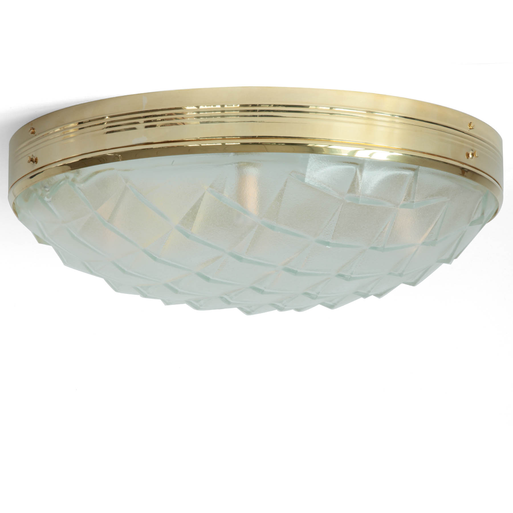 Timeless Glass Ceiling Lamp in Brass Base MACA, Ø 30–50 cm