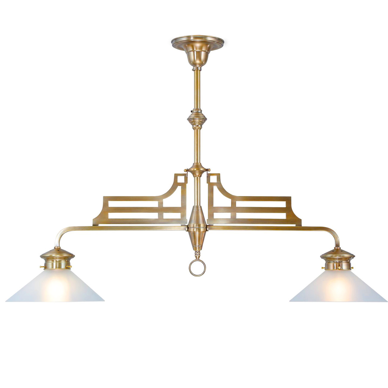 Klassische Billardlampe (Doppel-Pendelleuchte) aus Messing