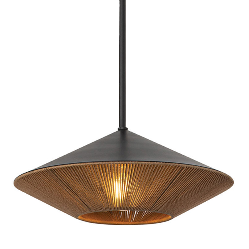 Schlichte Pendelleuchte mit Hanfseil-Details, Ø 38 cm